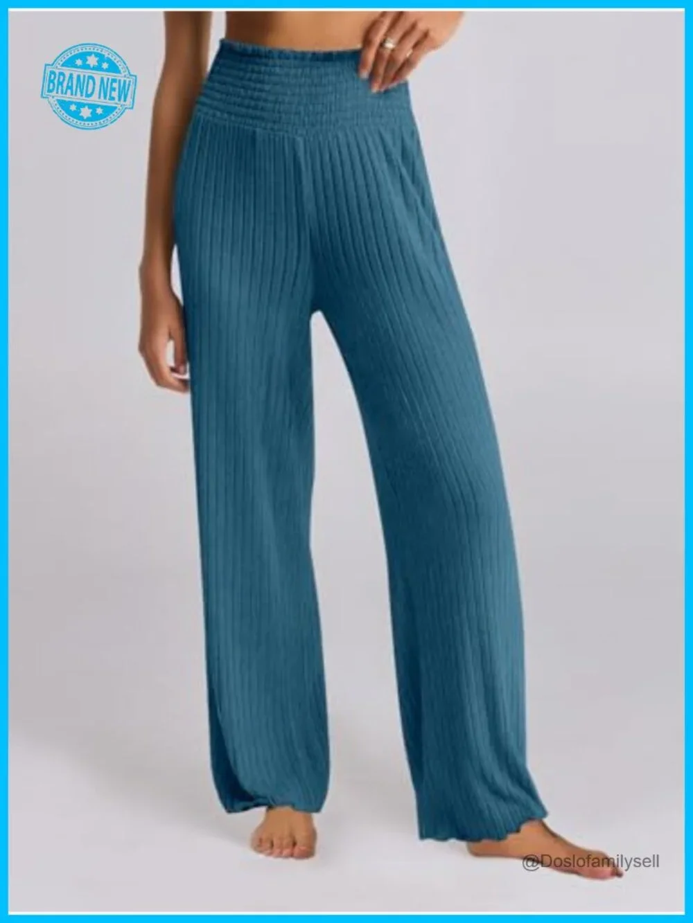 Women's Ribbed Knit Lounge Pajama Set Long Sleeve Top Pants Matching Set